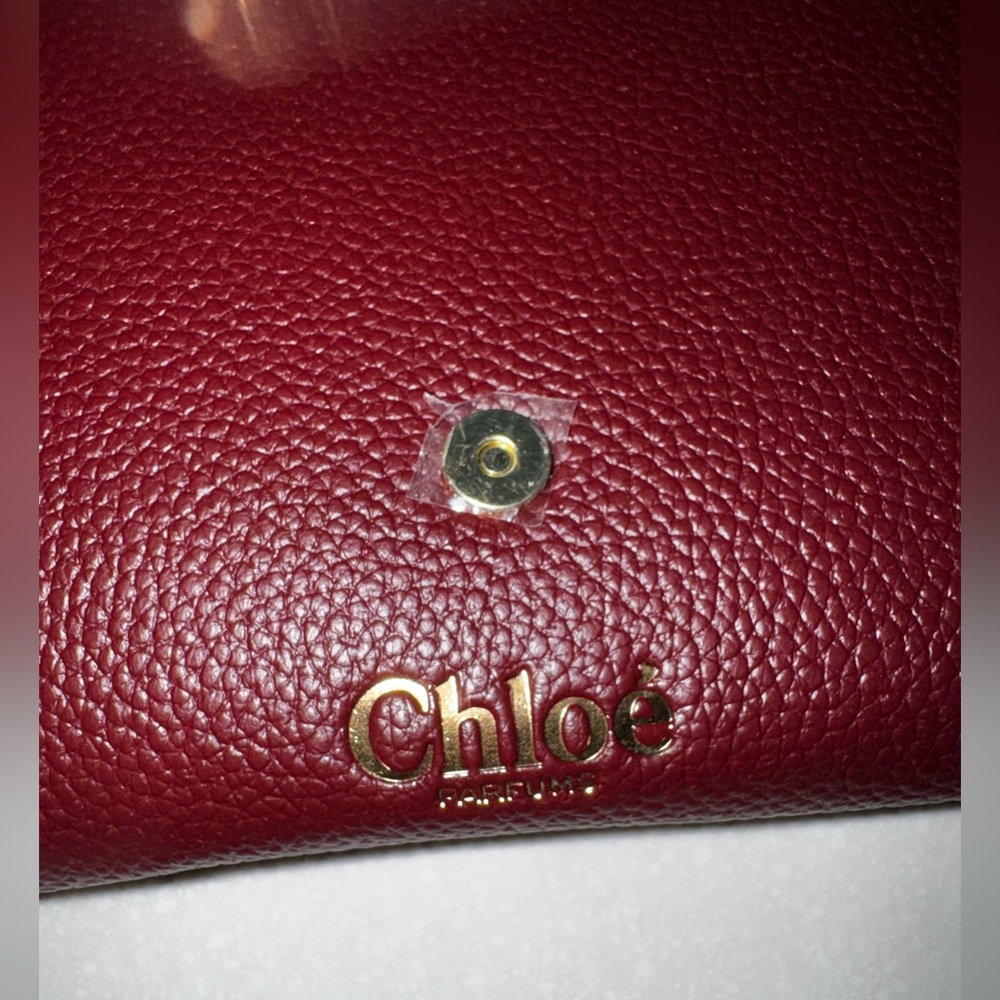 Chloe Burgundy Leather Clutch with Gold Buckle - Picture 5 of 7